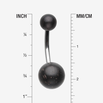 Detail View 1 of Organic Arang Wood Belly Button Ring-Black